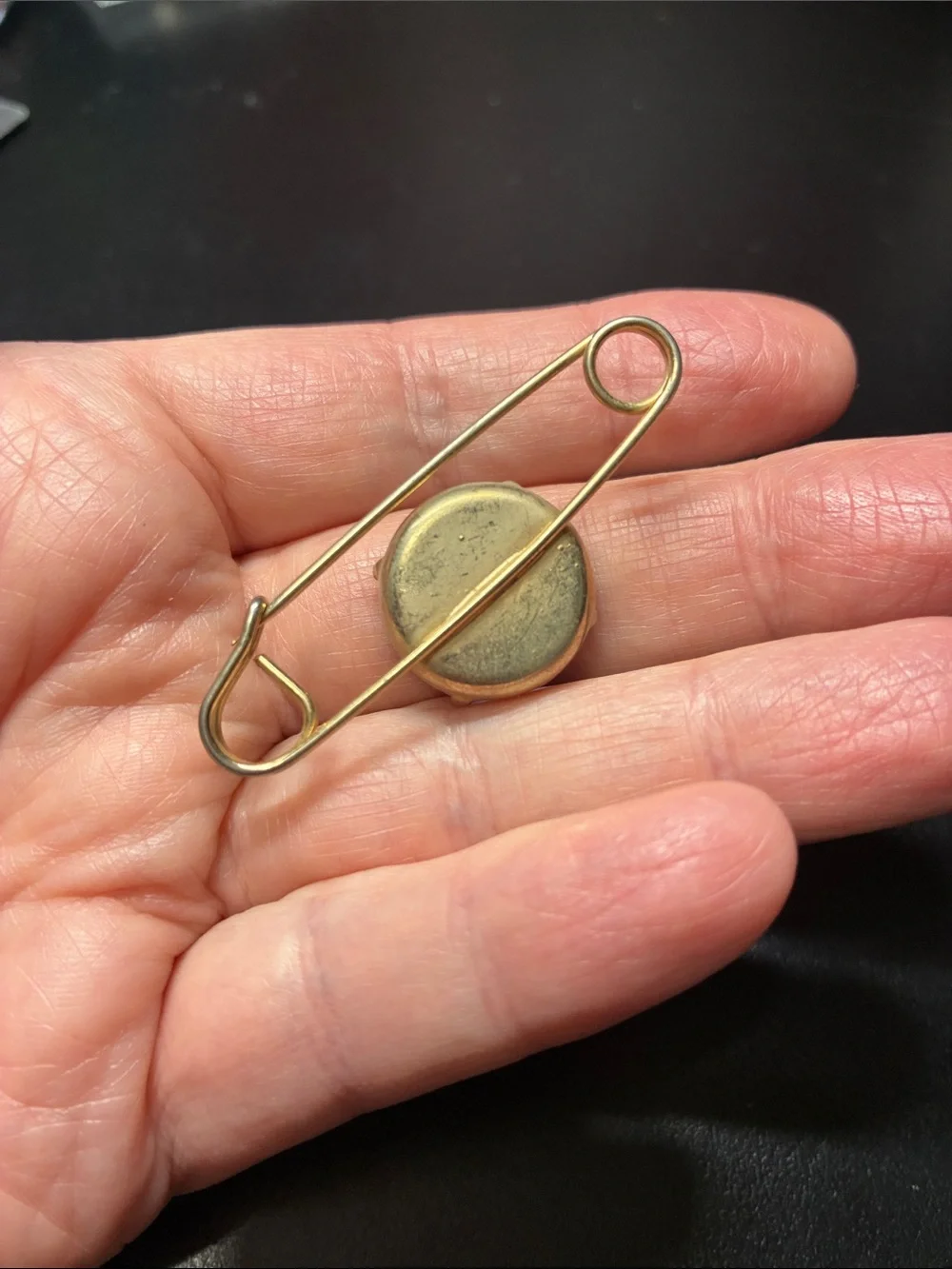 Vintage Blue Glass Stone safety Pin Brooch